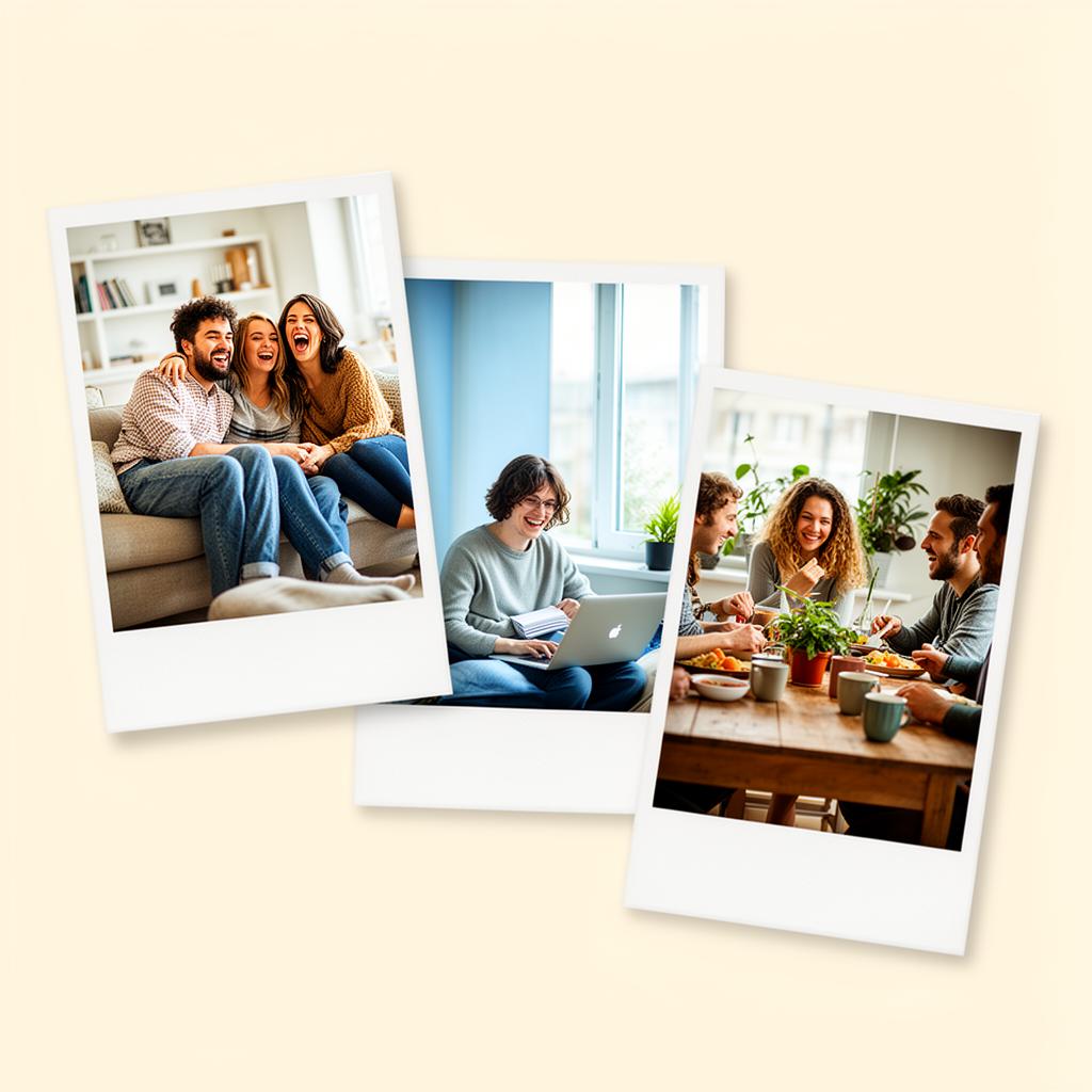 Colagem de fotos de amigos morando juntos